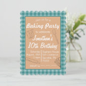 Baking Anniversaire Invitation Bleu Plaid (Debout devant)