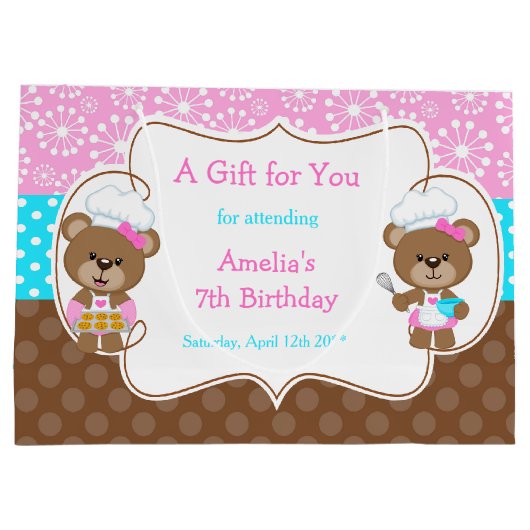 Baking Beren Birthday Party Groot Cadeauzakje (Achterkant)