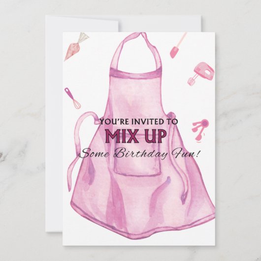 Baking Birthday Party Girly Cooking Birthday Party Kaart (Achterkant)