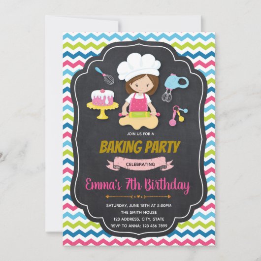 Baking Birthday Party Invitation Kaart (Voorkant)