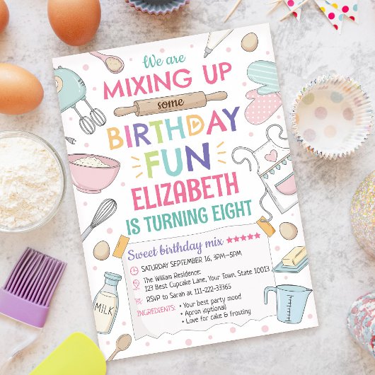 Baking Birthday Party Invitation Kaart