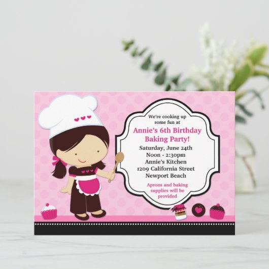 Baking Birthday Party Invitation Kaart (Staand voorkant)