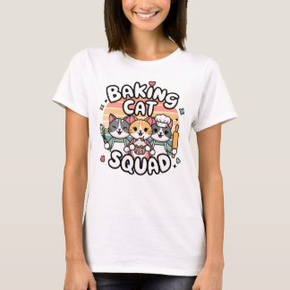 Baking Cat Squad met Cute Retro Design T-shirt