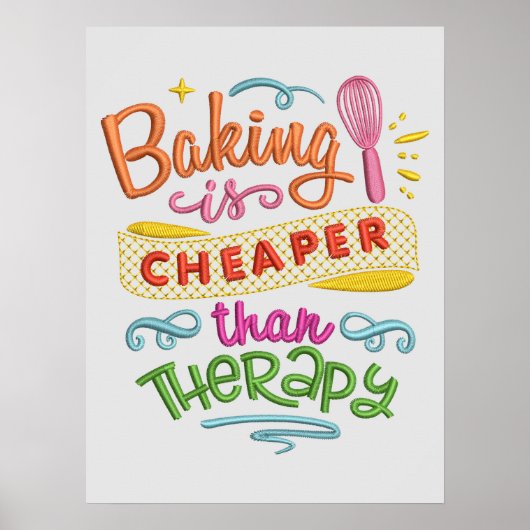 Baking Cheaper dan Therapy Kitchen Quote Poster (Voorkant)