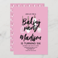 Baking Chef Baker Birthday Party Roze uitnodiging