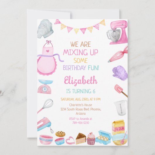 Baking Cooking Birthday Party Invitation Kaart (Voorkant)