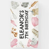 Baking Cupcake Decorating Girl Verjaardag Achtergr Spandoek (Verticaal)