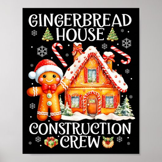 Baking Gingerbread House Construction Crew Christm Poster (Voorkant)