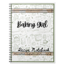 baking girl themed Recipe notebook baking