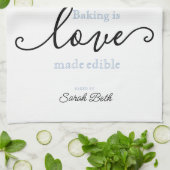 Baking is het 'Love Made Eetble Classy Script Stri Theedoek (Gevouwen)