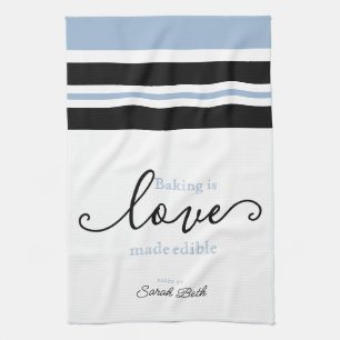 Baking is het 'Love Made Eetble Classy Script Stri Theedoek