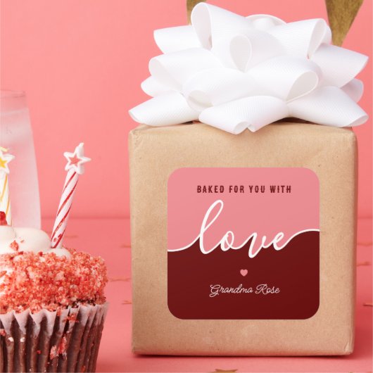 Baking is Love made Eetble Script Square Sticker (Feest)
