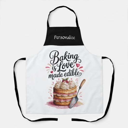 Baking Is Love Quote Kitchen Baker Personalized Schort (Voorkant)