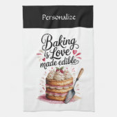 Baking Is Love Quote Kitchen Baker Personalized Theedoek (Verticaal)