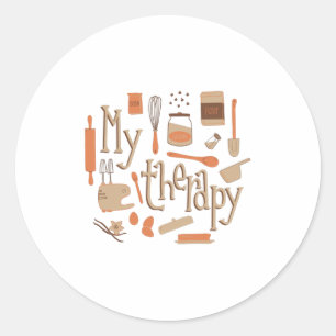 BAKING IS MIJN THERAPIE RONDE STICKER