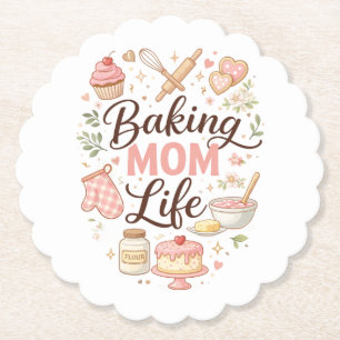 "Baking Mom Life" Geïllustreerde bloemen onderzett Kartonnen Onderzetters