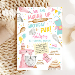 Baking Party Girl Kinder Cooking Birthday Invitati Kaart