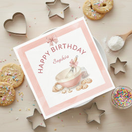 Baking Party Girls Birthday Elegant Bowl & Whisk Servet