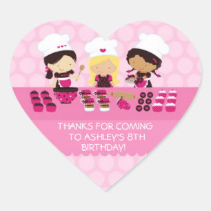 Baking Party Personalized Heart Favor Stickers