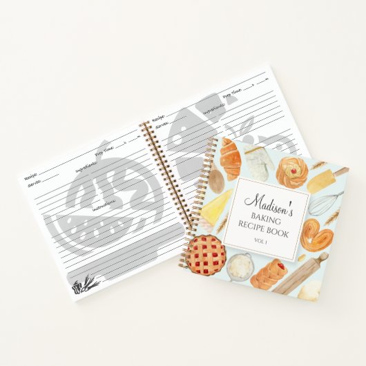 Baking Pastry Waterverf Recept Kookboek Notitieboek (Binnen)