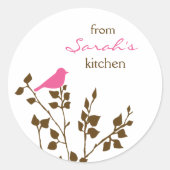 Baking Pink et Brown Oiseau Stickers de cuisine (Devant)