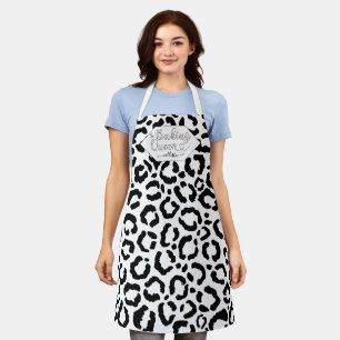 Baking Queen Black White Leopard Cheetah Naam Schort