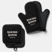 Baking Queen Gepersonaliseerde Geschenken Mom Moed Ovenwant & Pannenlap Set (Voorkant / Achterkant)