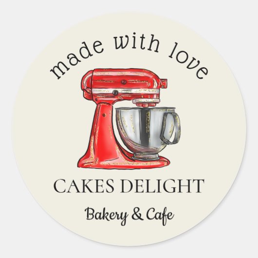 Baking Red Whisk Caterer Pastry Made with Love Ronde Sticker (Voorkant)