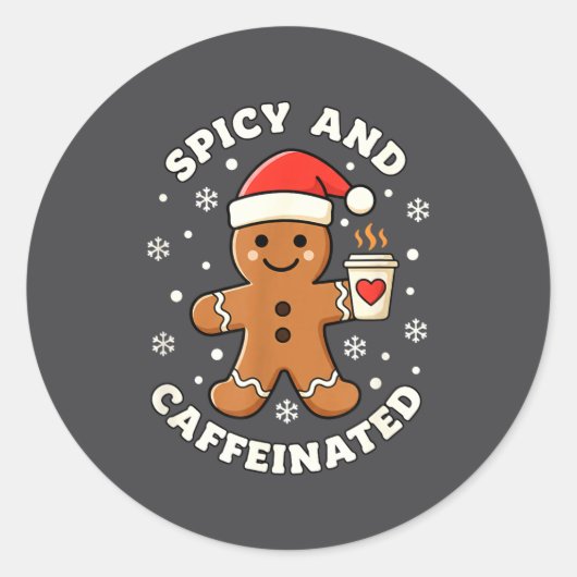 Baking Scy And Caffeinated Gingerbread Coffee Chri Ronde Sticker (Voorkant)