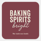 Baking Spirits Bright Burgundy Holiday Vierkante Sticker (Voorkant)