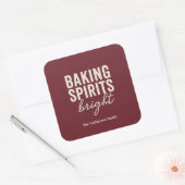 Baking Spirits Bright Burgundy Holiday Vierkante Sticker (Envelop)