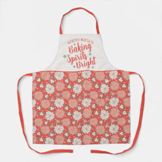 Baking Spirits Bright Christmas Floral Custom Schort