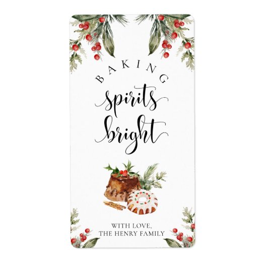 Baking Spirits Bright Christmas Gift Label Sticker (Voorkant)