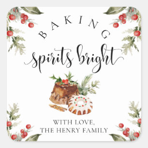 Baking Spirits Bright Christmas Gift Label Sticker
