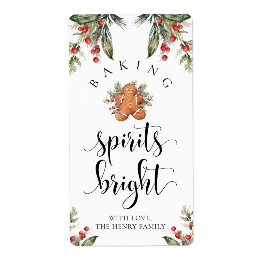 Baking Spirits Bright Christmas Gift Label Sticker (Voorkant)