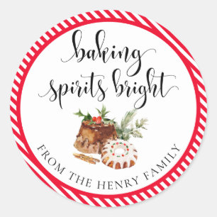 Baking Spirits Bright Christmas Gift Label Sticker