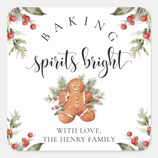 Baking Spirits Bright Christmas Gift Label Sticker (Voorkant)