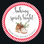 Baking Spirits Bright Christmas Gig Stickers<br><div class="desc">Ces autocollants-cadeaux de Noël à l'esprit pâtissier sont l'ajout parfait à vos cadeaux de vacances faits maison. Les autocollants peuvent être personnalisés avec votre nom. Le texte du script n'est pas modifiable. Tous les autres textes sont modifiables et peuvent être customisés selon vos besoins. Pour une personnalisation plus avancée de...</div>