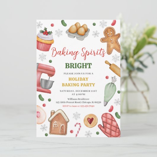 Baking Spirits Bright Christmas Party Kaart (Staand voorkant)