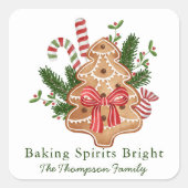Baking Spirits Bright Christmas Tree Cookie Vierkante Sticker (Voorkant)