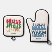 Baking Spirits Bright & Cold Hands Warm Heart Xmas Ovenwant & Pannenlap Set (Voorkant)