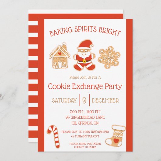 Baking Spirits Bright, Cookie Exchange Party Kaart (Voorkant / Achterkant)