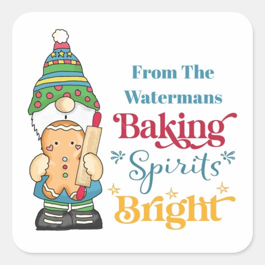 Baking Spirits Bright Cookie kerstfeestdag Vierkante Sticker (Voorkant)