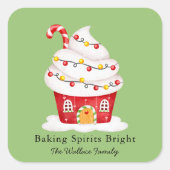 Baking Spirits Bright Cupcake Kerstvakantie  Vierkante Sticker (Voorkant)