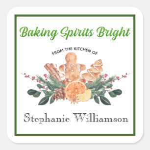 Baking Spirits Bright Food Gift "from Kitchen of" Vierkante Sticker