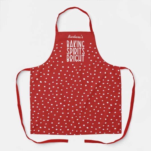 Baking Spirits Bright Funny Red Holiday Polka Dot Schort (Voorkant)