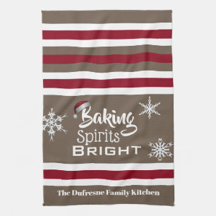 Baking Spirits Bright, gepersonaliseerd feestkeuke Theedoek
