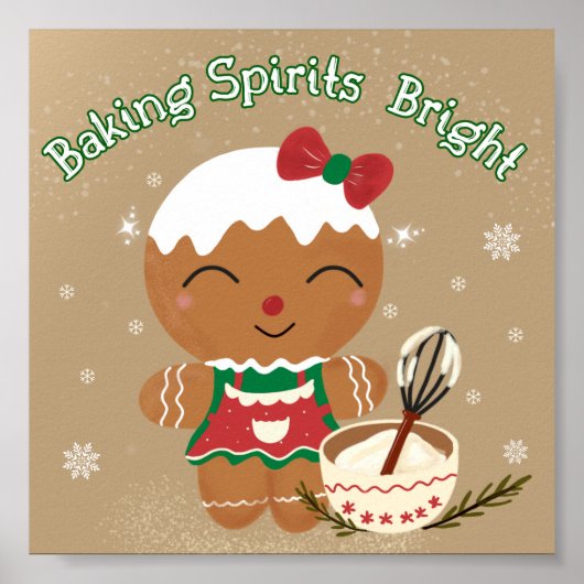 Baking Spirits Bright- Gingerbread Kerstprint Poster (Voorkant)
