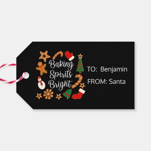 Baking Spirits Bright Gingerbrood kerstkoekje Cadeaulabel (Achterkant Horizontaal)