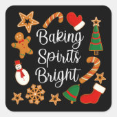 Baking Spirits Bright Gingerbrood kerstkoekje Vierkante Sticker (Voorkant)